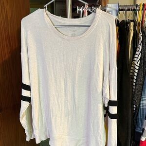 American Eagle cream Sweatshirt with navy Stripes
